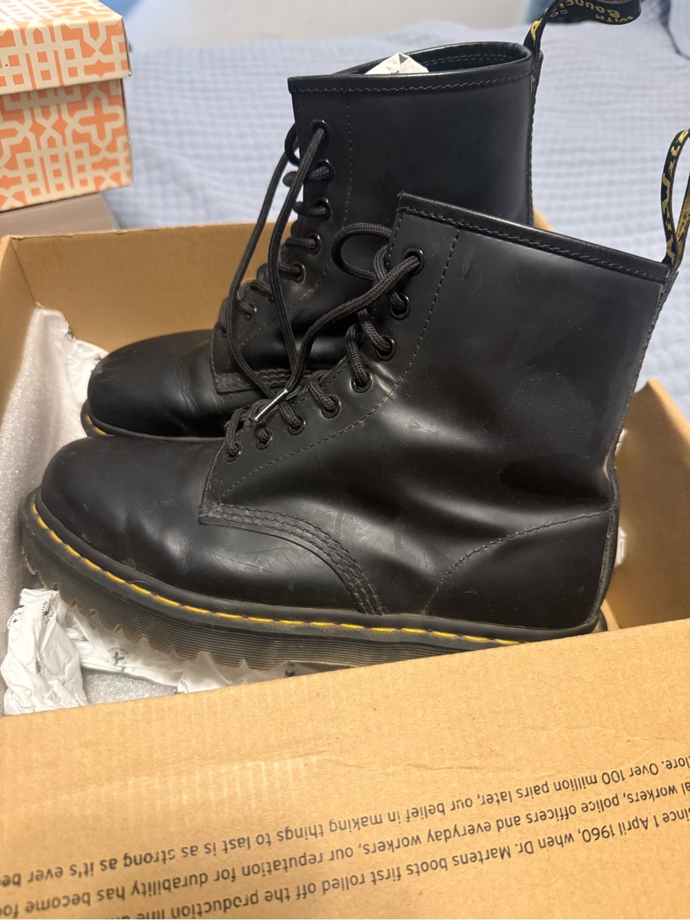 Dr Martens smooth black leather 1460 bex platform lace up boot size 10 - Picture 4 of 8